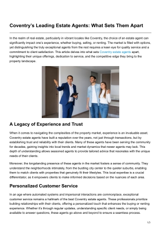 Coventrys Leading Estate Agents What Sets Them Apart