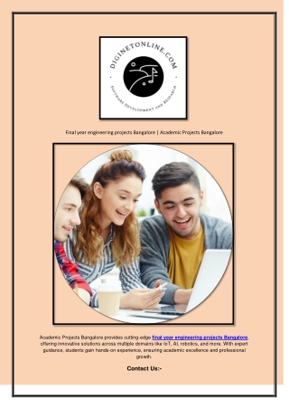 Final year engineering projects Bangalore | Academic Projects Bangalore