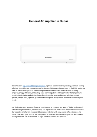General AC supplier in Dubai