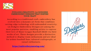 Fuelling Creativity LA Dodgers Embroidery Designs That Inspire Your Craft