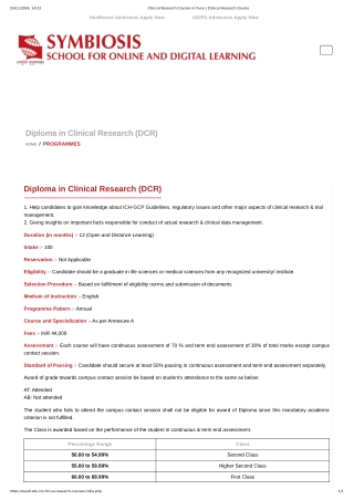 Clinical Research Courses in pune