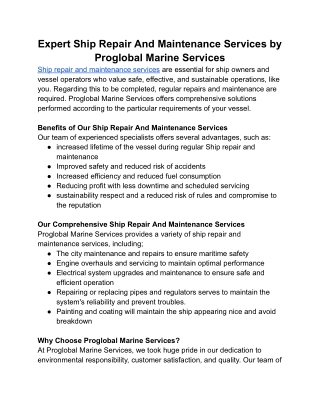 ship repair and maintenance services