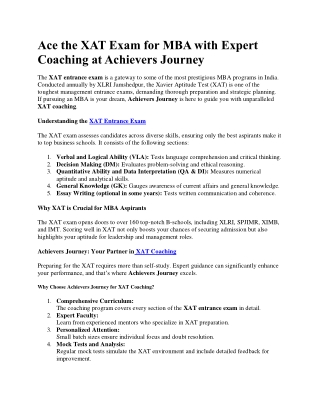 Ace the XAT Exam for MBA with Expert Coaching