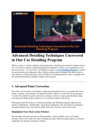 Advanced Detailing Techniques Uncovered in Our Car Detailing Program