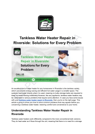 Tankless Water Heater Repair in Riverside_ Solutions for Every Problem