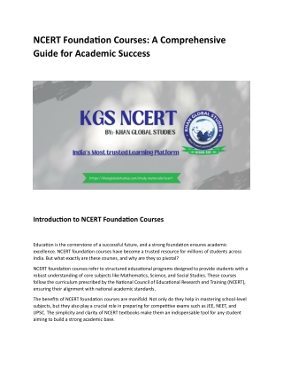 NCERT Foundation Courses