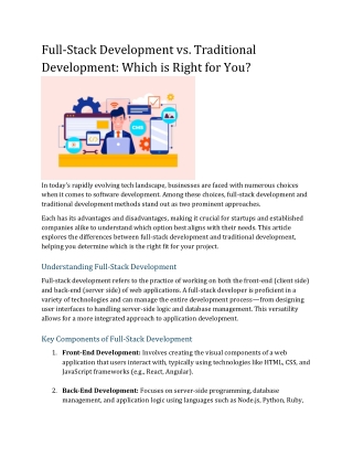Full-Stack Development vs. Traditional Development: Which is Right for You?