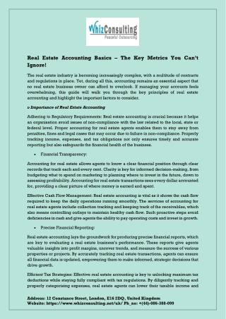 Real Estate Accounting Basics – The Key Metrics You Can’t Ignore