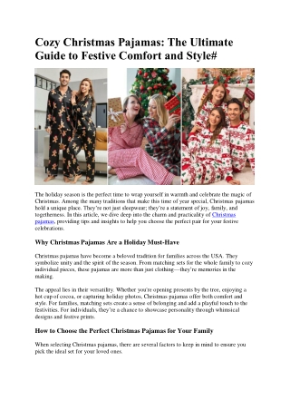 From Cozy Nights to Memorable Photos: The Magic of Christmas Pajamas