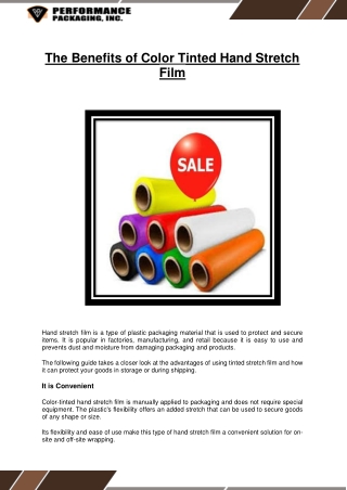 The Benefits of Color Tinted Hand Stretch Film