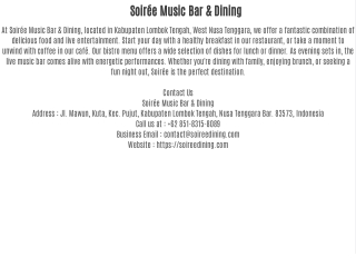 Soirée Music Bar & Dining