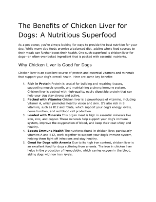 The Benefits of Chicken Liver for Dogs_ A Nutritious Superfood