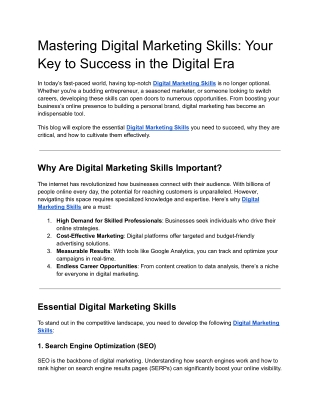 Mastering Digital Marketing Skills: Your Key to Success in the Digital Era