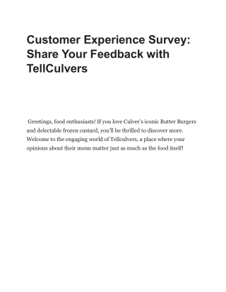 Customer Experience Survey: Share Your Feedback with TellCulvers