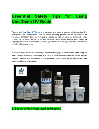 Essential Safety Tips for Using Non-Toxic UV Resin