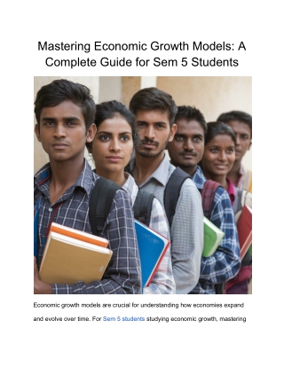 Mastering Economic Growth Models_ A Complete Guide for Sem 5 Students