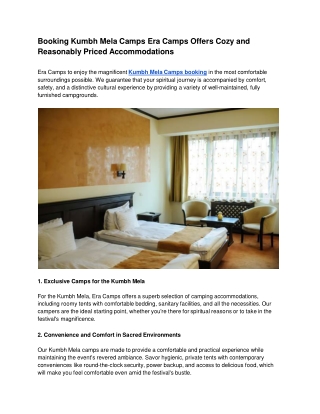 Booking Kumbh Mela Camps Era Camps Offers Cozy and Reasonably Priced Accommodations