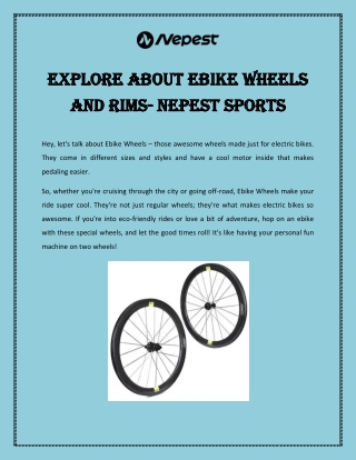 Explore about Ebike Wheels and Rims- NEPEST Sports