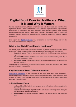 Digital Front Door in Healthcare_ What It Is and Why It Matters