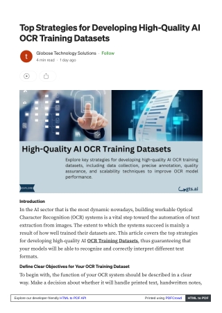 Top Strategies for Developing High-Quality AI OCR Training Datasets