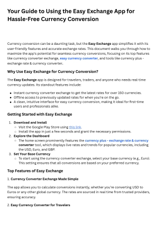 Your Guide to Using the Easy Exchange App for Hassle-Free Currency Conversion
