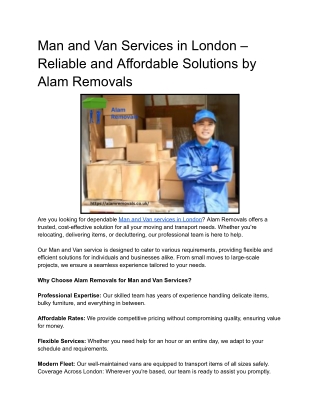 Man and Van Services in London