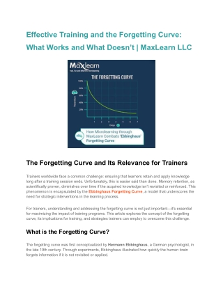 Effective Training and the Forgetting Curve_ What Works and What Doesn’t _ MaxLearn LLC