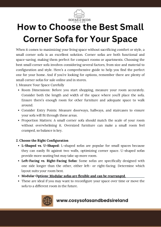 How to Choose the Best Small Corner Sofa for Your Space