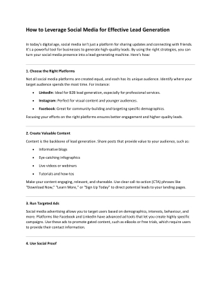 How to Leverage Social Media for Effective Lead Generation