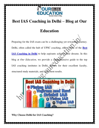 Best IAS Coaching in Delhi – A Comprehensive Guide by Our Education