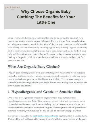 Why Choose Organic Baby Clothing The Benefits for Your Little One