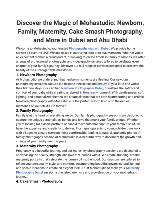 Discover the Magic of Mohastudio_ Newborn, Family, Maternity, Cake Smash Photography, and More in Dubai and Abu Dhabi