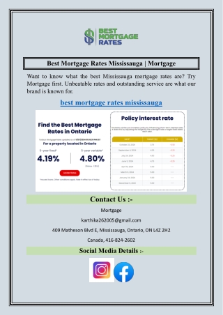 Best Mortgage Rates Mississauga  Mortgage