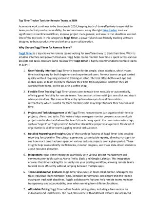 Top Time Tracker Tools for Remote Teams in 2024