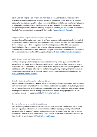 Credit repair Australia fees