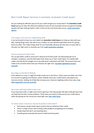 Best credit repair Australia