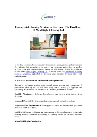 Enhance Your Space with Commercial Cleaning Services - Maid Right Cleaning
