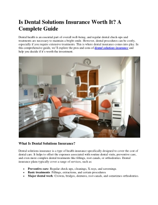 Is Dental Solutions Insurance Worth It