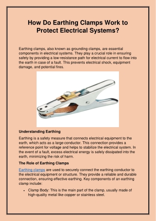 How Do Earthing Clamps Work to Protect Electrical Systems