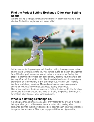 Find the Perfect Betting Exchange ID for Your Betting Needs