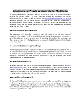 Ontwikkeling van Website op Maat Monkey Mind Studios