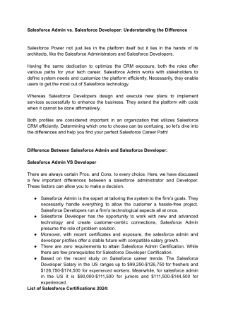 Salesforce Admin vs Salesforce Developer