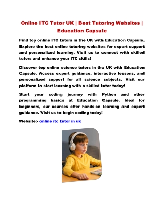 Online ITC Tutor UK | Best Tutoring Websites  | Education Capsule