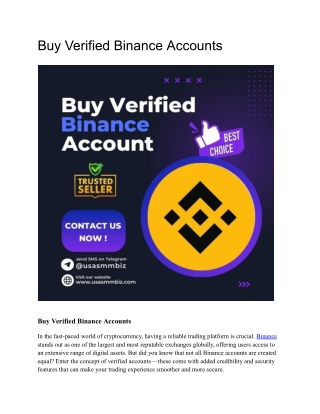 Top 10 Site To Buy Verified Binance Accounts In The Time