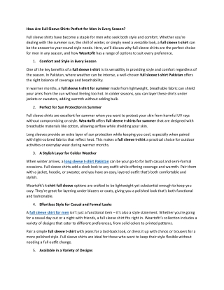 How Are Full Sleeve Shirts Perfect for Men in Every Season