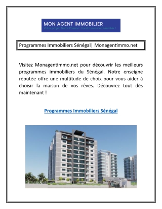 Programmes Immobiliers Sénégal| Monagentimmo.net