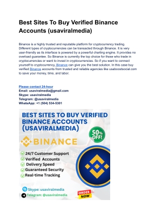 Best Sites To Buy Verified Binance Accounts (usaviralmedia)