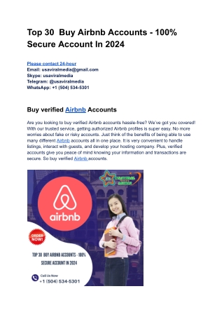 Top 30  Buy Airbnb Accounts - 100% Secure Account In 2024