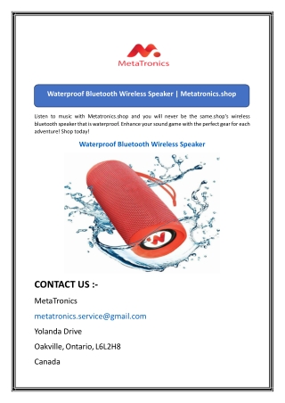 Waterproof Bluetooth Wireless Speaker  Metatronics.shop