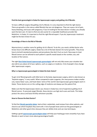 best gynecologist in Dubai for laparoscopic surgery